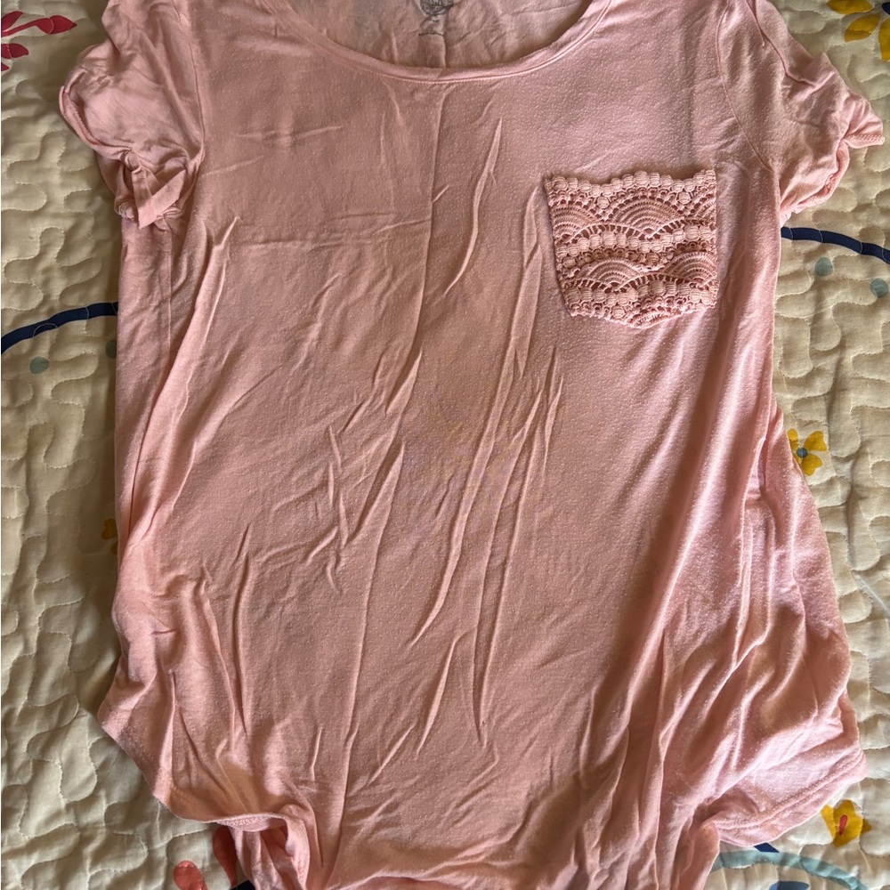 Pink Lace Pocket Women's Top